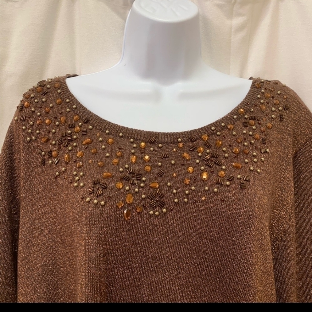 TanJay Shimmery Beaded Bejewled Sweater - Picture 4 of 7
